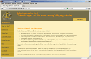Screenshot Internet Seite der ARGE-Hypoglykaemie